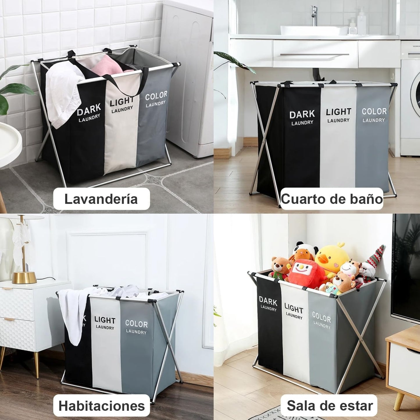Cesto Triple Plegable Para Ropa Sucia - Calidad Premium®
