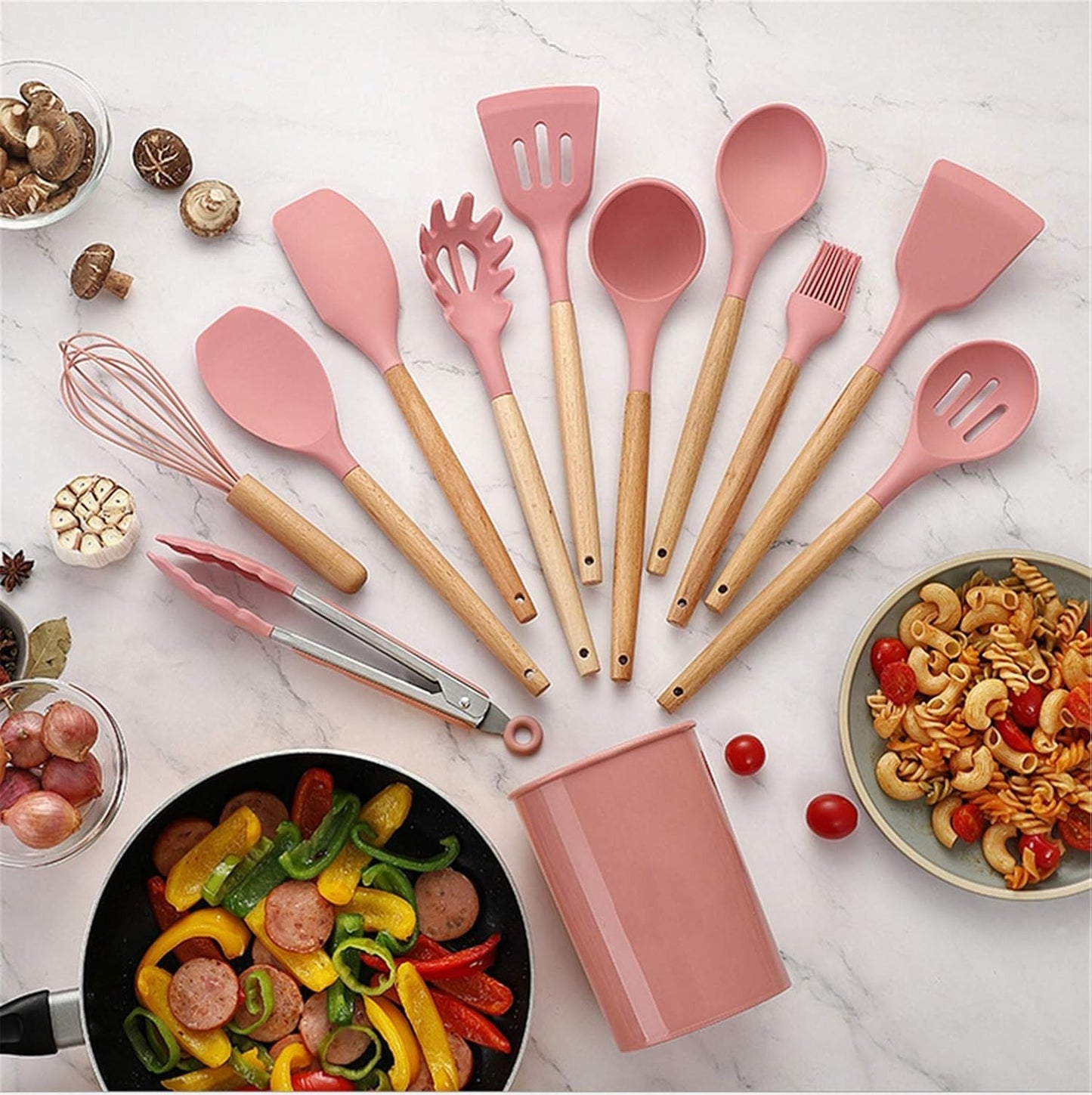 Set de 12 utensilios calidad premium en silicona resistente al calor