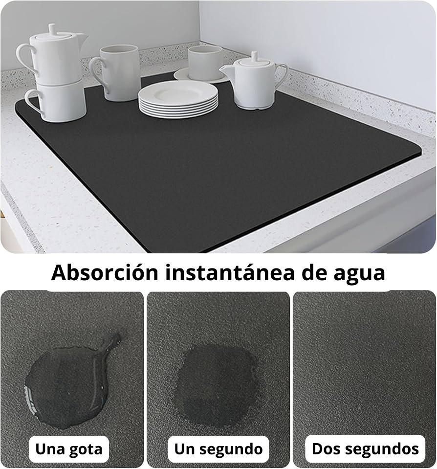 Tapete absorbente multi usos para cocina - Calidad Premium color negro®