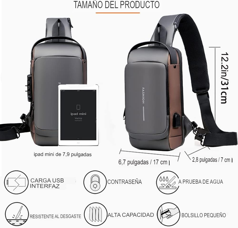 Riñonera antirrobo, impermeable, con puerto de carga inteligente®