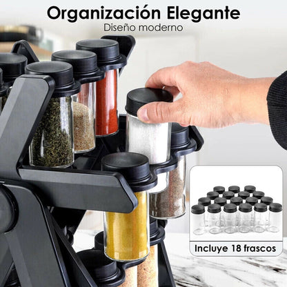 Organizador de especies x18 frascos en vidrio - Calidad Premium®