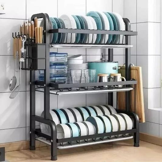 Escurridor y organizador de platos 3 niveles en acero inoxidable®