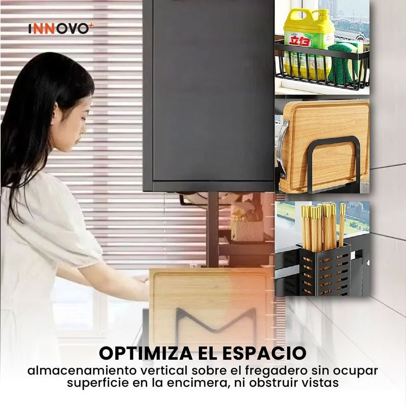 Escurridor y organizador de loza 2 niveles con tapa®