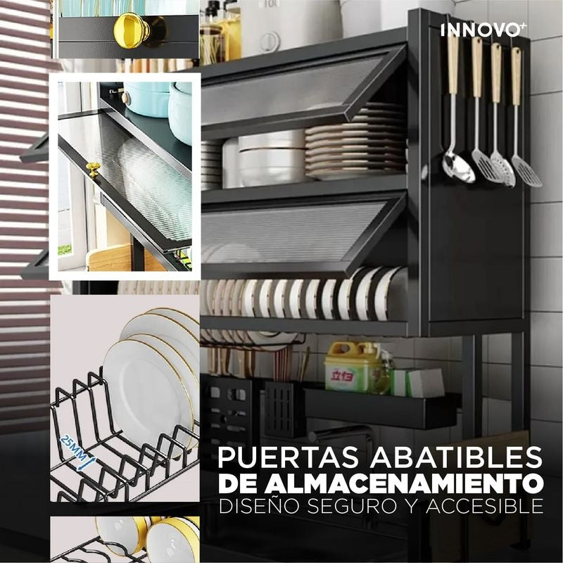 Escurridor y organizador de loza 2 niveles con tapa®