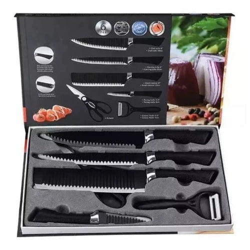 Juego De Cuchillos Profesional Antiadherentes X6 - En Acero Inoxidable