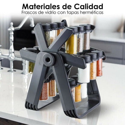 Organizador de especies x18 frascos en vidrio - Calidad Premium®