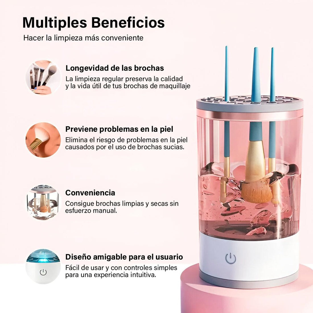 Limpiador de brochas de maquillaje eléctrico - Calidad Premium®