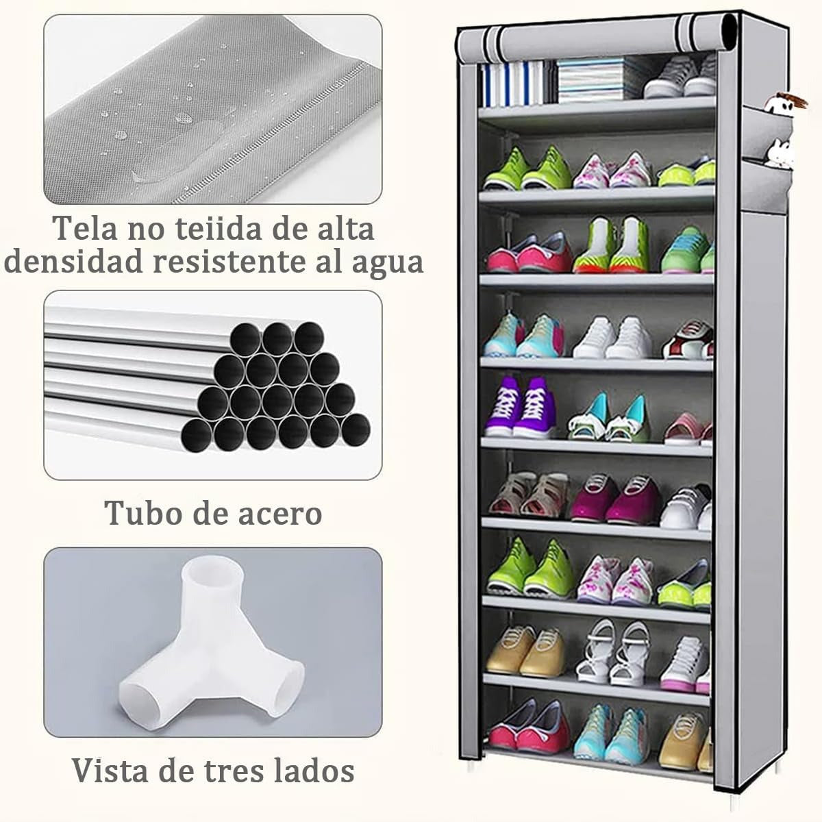 Organizador de zapatos 9 niveles con forro de tela - Ultra resistente