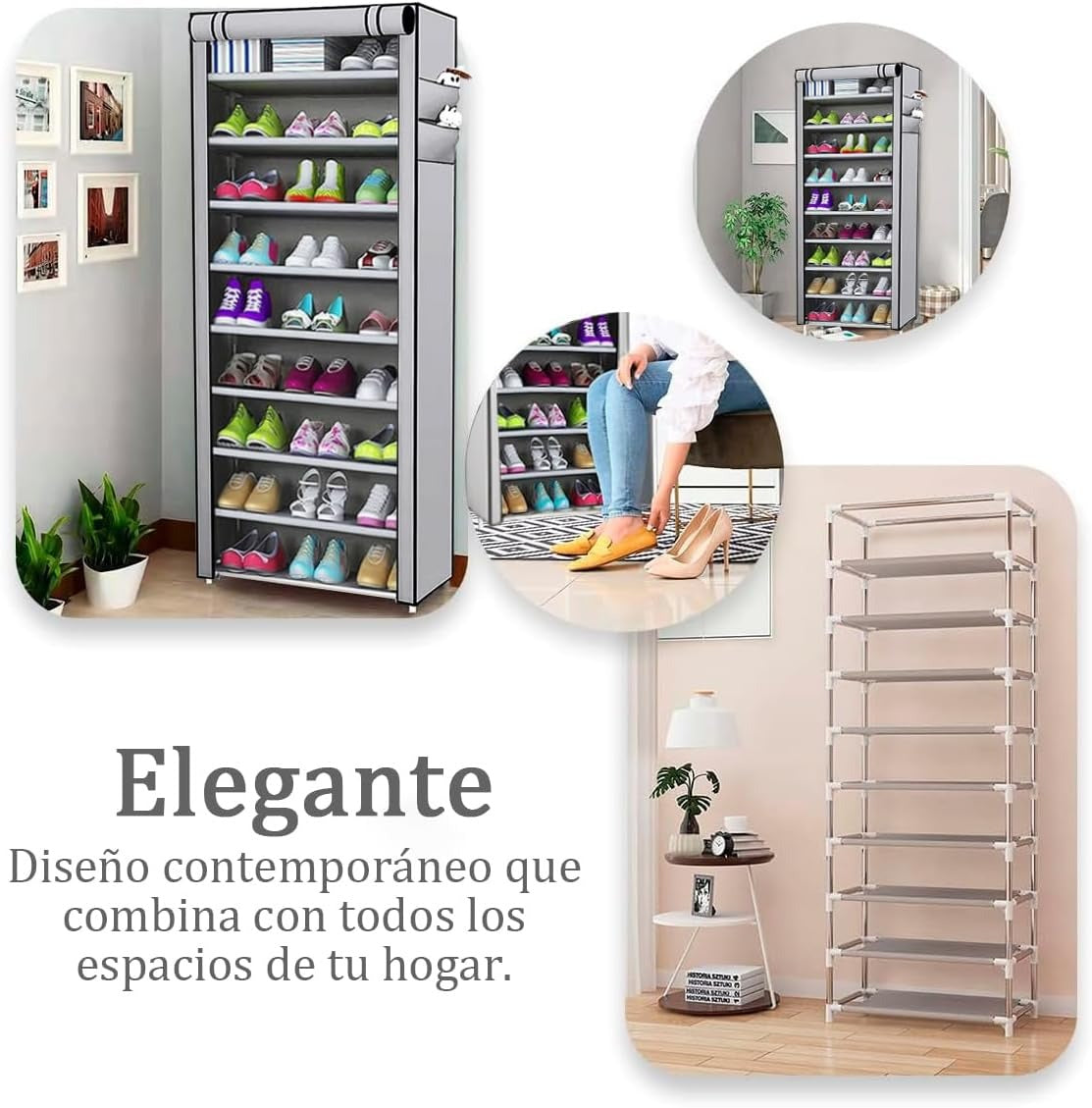 Organizador de zapatos 9 niveles con forro de tela - Ultra resistente