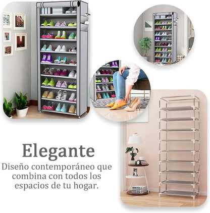 Organizador de zapatos 9 niveles con forro de tela - Ultra resistente