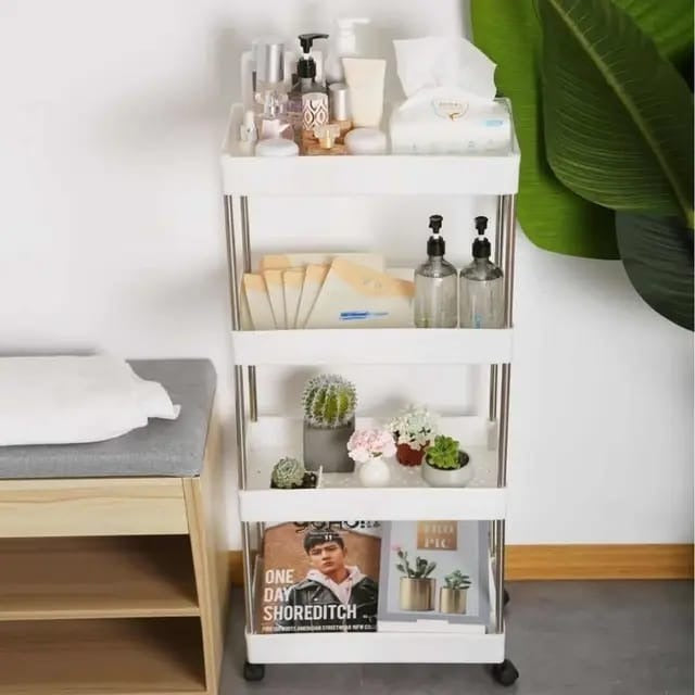 Carrito organizador 4 niveles con ruedas multiusos - Color Blanco®