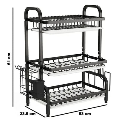 Escurridor y organizador de platos 3 niveles en acero inoxidable®