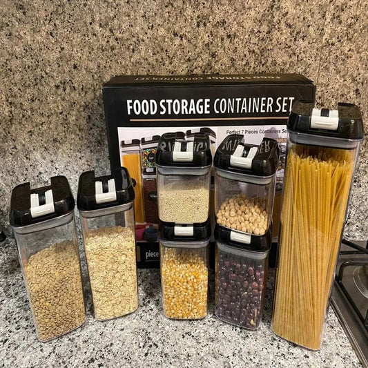 Organizador de alimentos hermético x7 unidades color negro