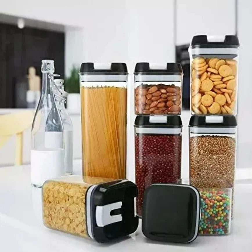 Organizador de alimentos hermético x7 unidades color negro
