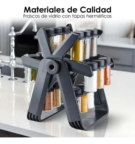 Organizador de especies x18 frascos en vidrio - Calidad Premium®