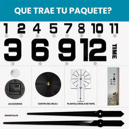 Reloj 3D de pared con frase incluída