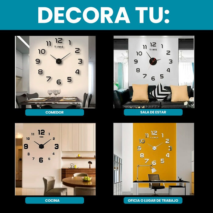 Reloj 3D de pared con frase incluída