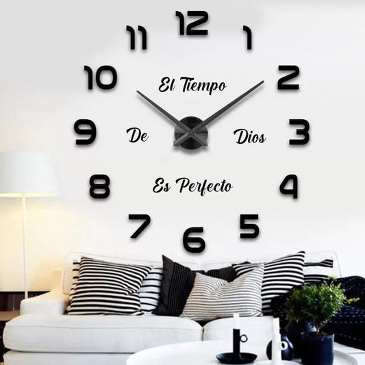 Reloj 3D de pared con frase incluída