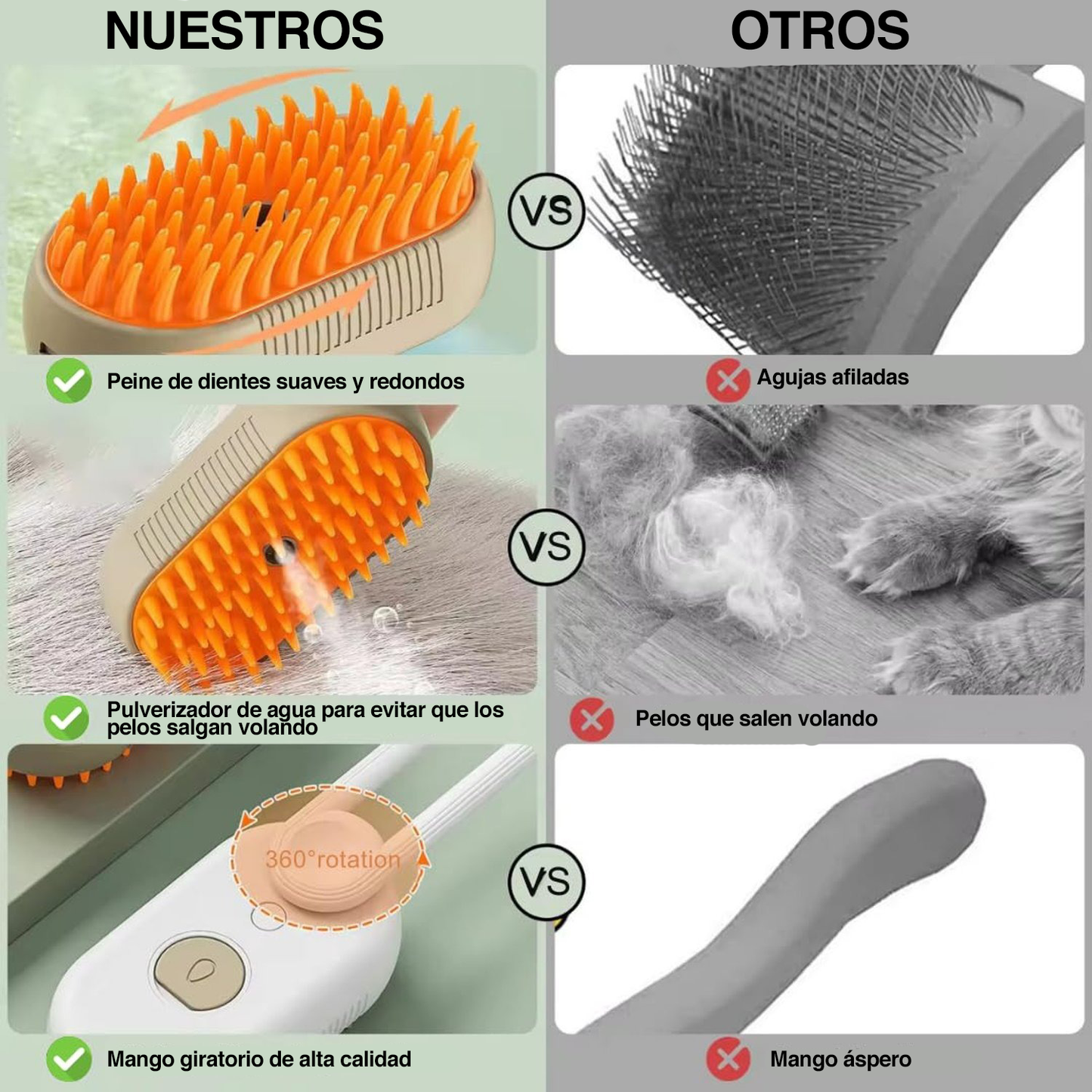 Cepillo a vapor para mascotas - Calidad Premium ®