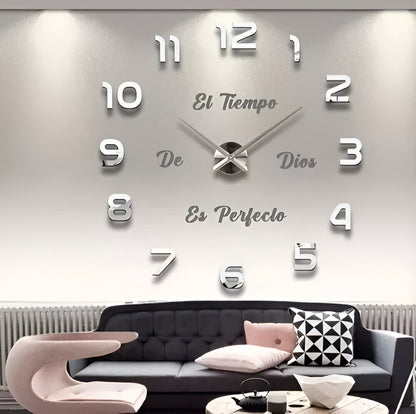 Reloj 3D de pared con frase incluída