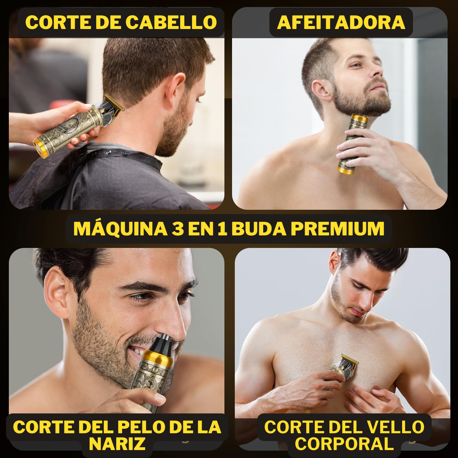 Máquina 3 en 1 Buda Original®, Patillera, rasuradora, corta pelos nari – Virtual Shop JM